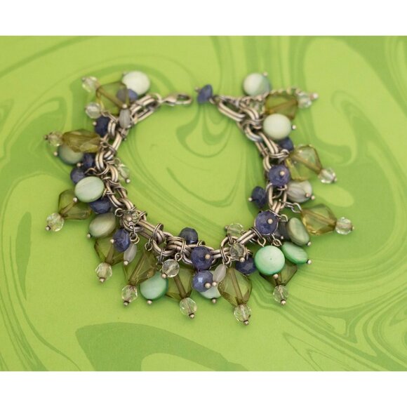 Vintage Art Nouveau Bohemian Stones Fashionable Bracelet 8 inch - W18 - Picture 1 of 3